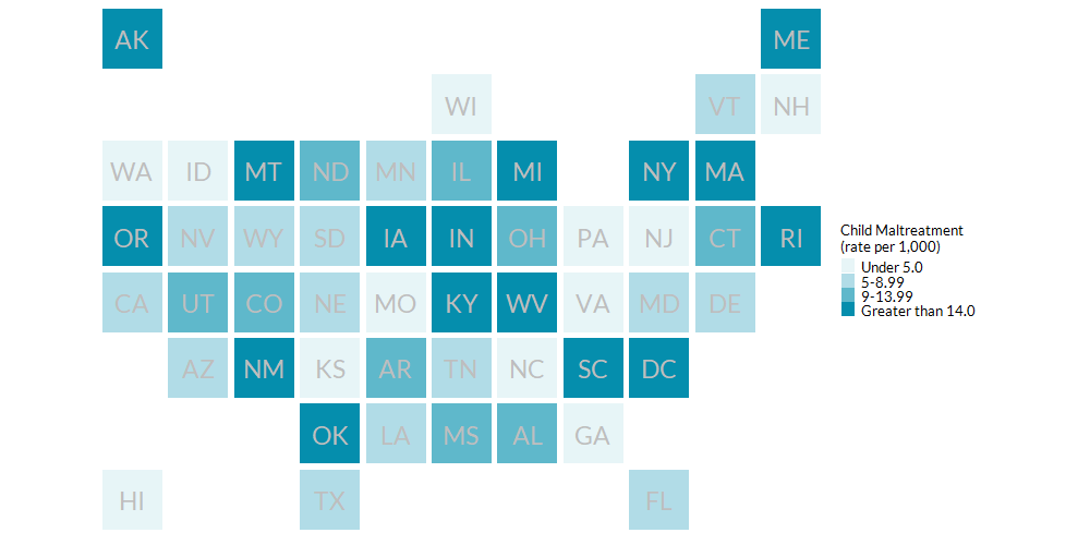 Child Maltreatment by State (per 1,000), 2019