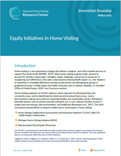 Cover of Equity Initiatives in Home Visiting innovation roundup brief