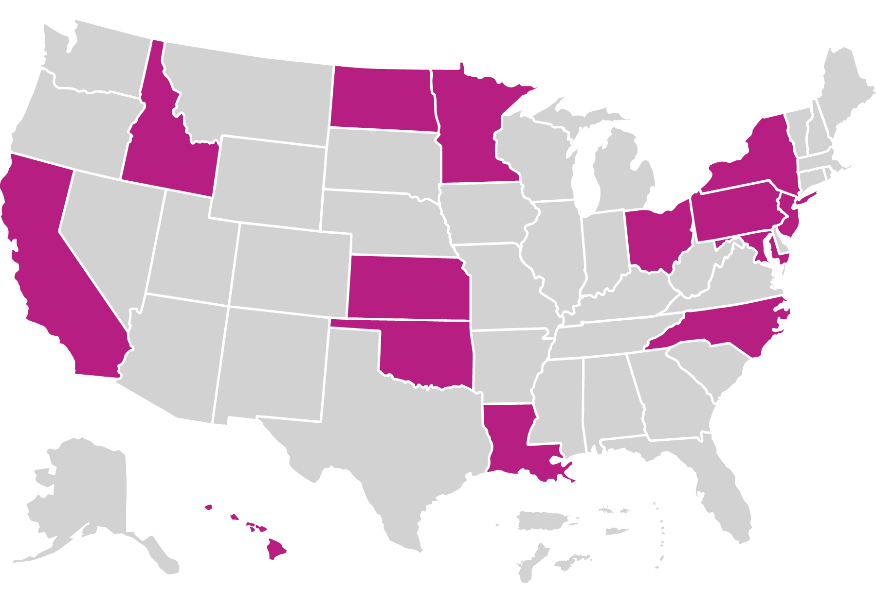 US map with Attachment and Biobehavioral Catch-Up service area highlighted, 2018