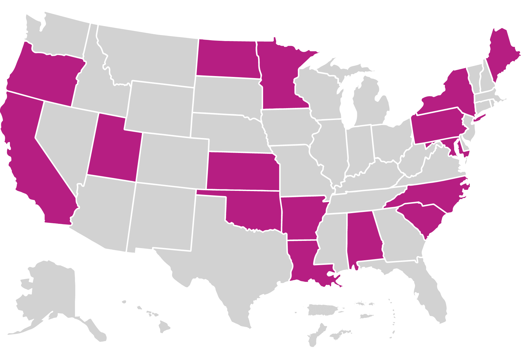 US map with Attachment and Biobehavioral Catch-Up service area highlighted