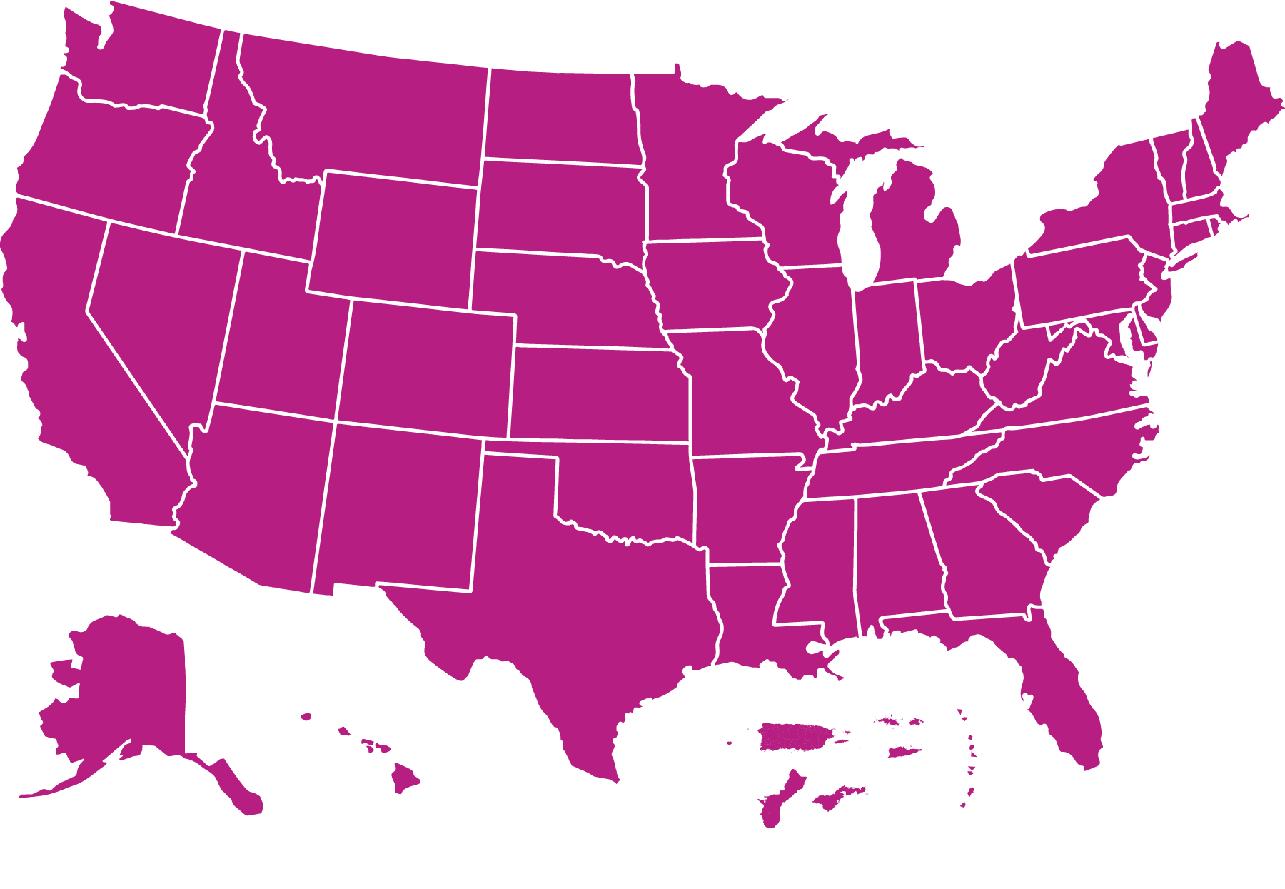 US map with Early Head Start service area highlighted