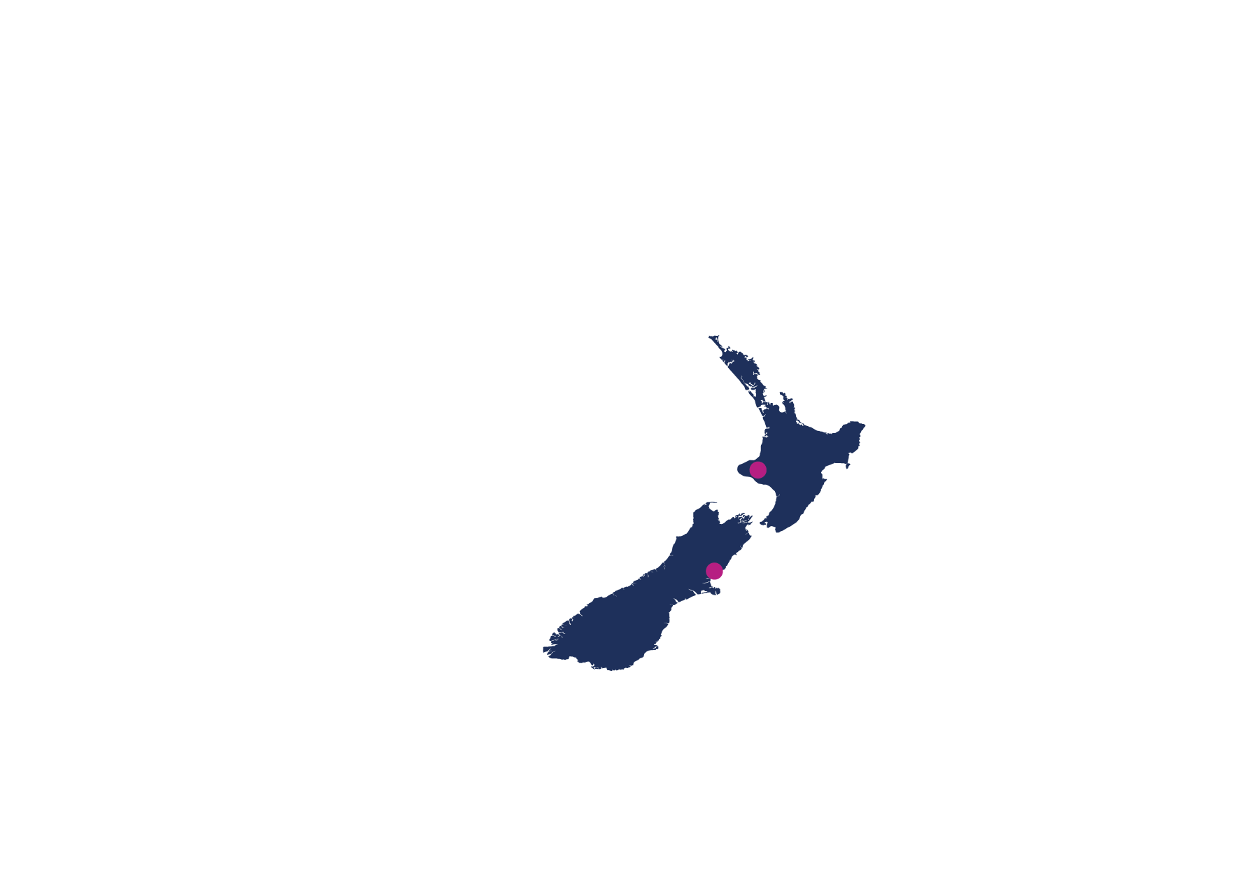 Map of New Zealand with Early Start service area highlighted
