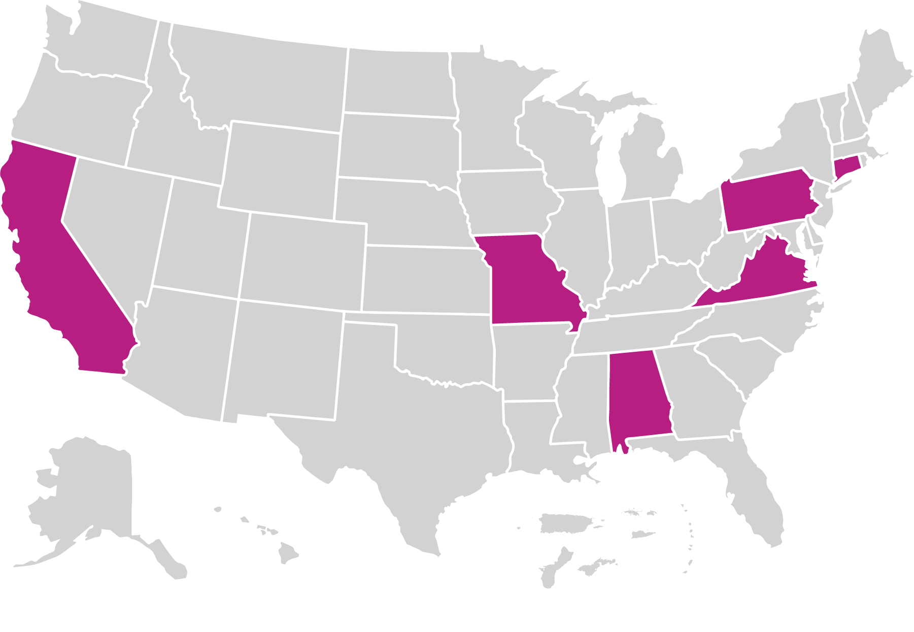 US map with Family Check-Up service area highlighted