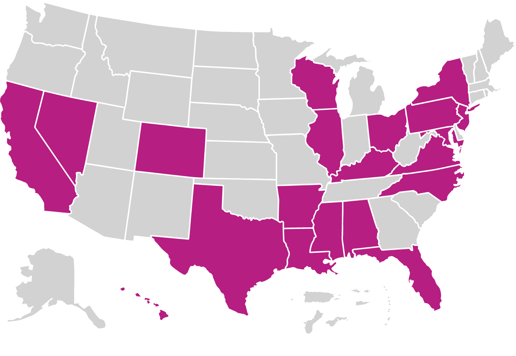 US map with Home Instruction for Parents of Preschool Youngsters HIPPY service area highlighted