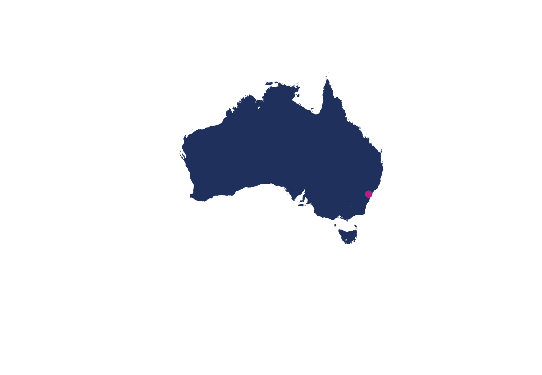 Map of Australia with Healthy Beginnings service area highlighted