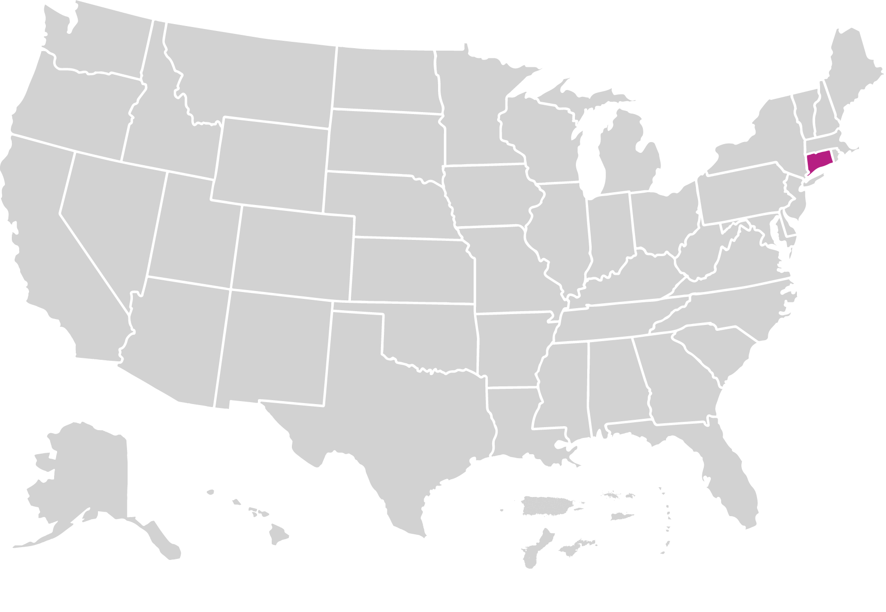 US map with Minding the Baby service area highlighted