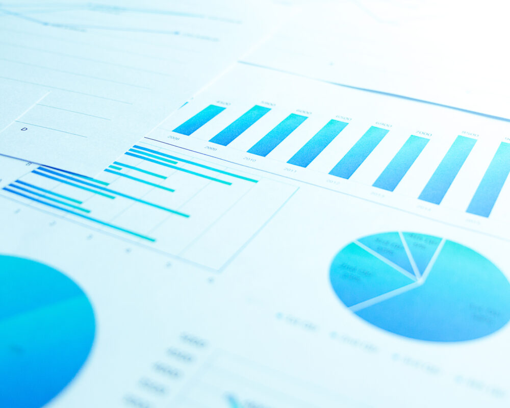 Series of graphs and charts with no discernible text depicting the idea of data visualization