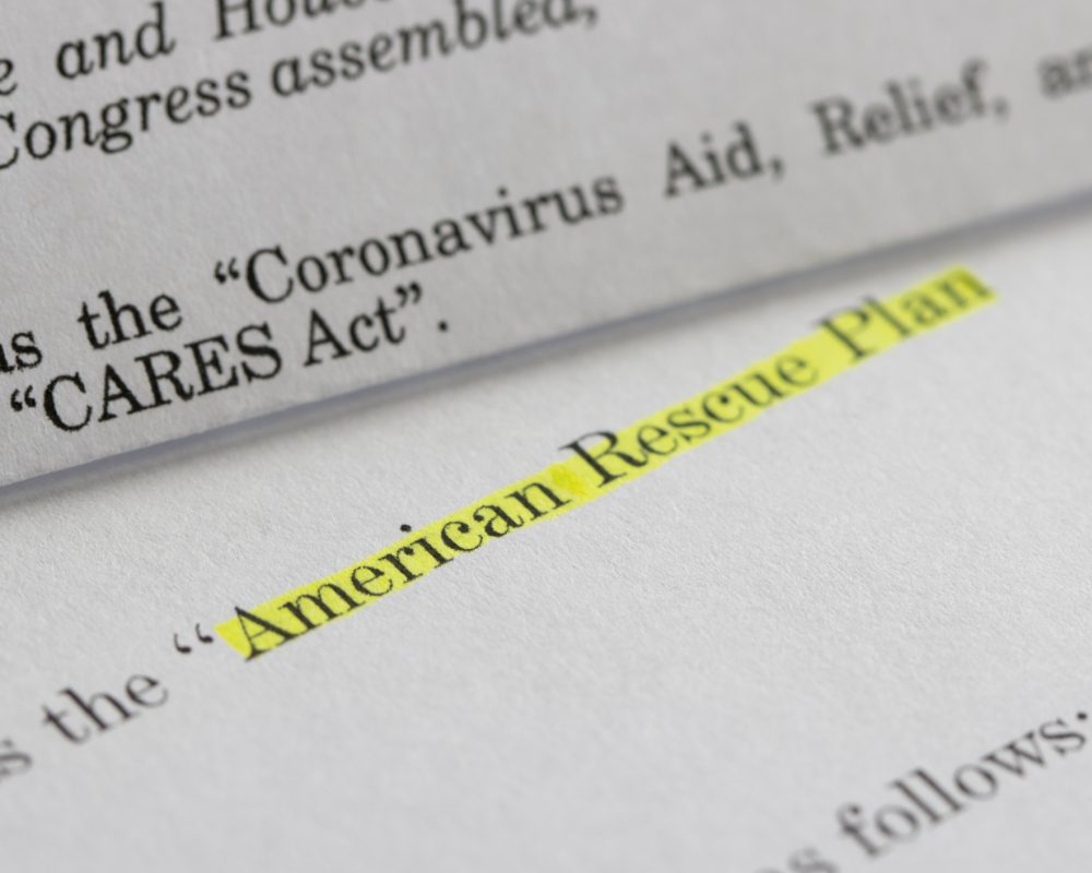 Page of the American Rescue Plan Act with the bill name highlighted in yellow