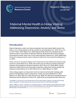 Cover of Maternal Mental Health in Home Visiting: Addressing Depression, Anxiety, and Stress