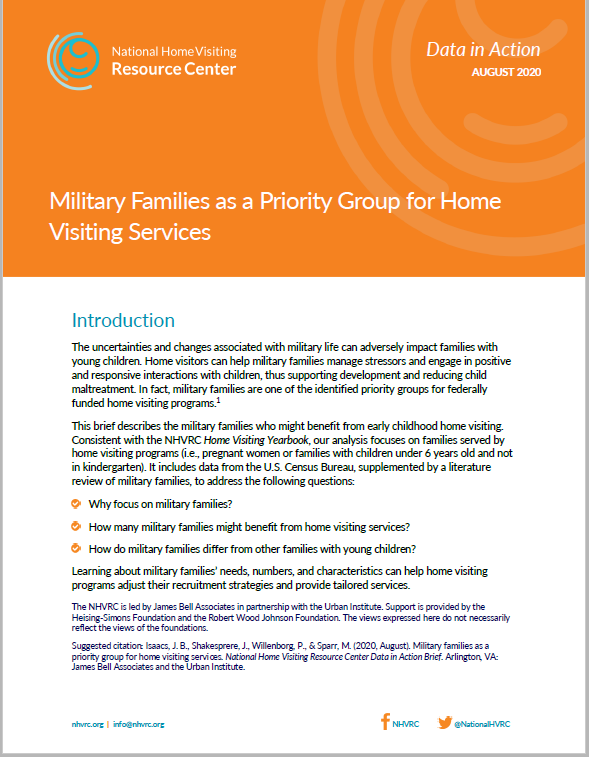 Cover of Military Families as a Priority Group data in action brief