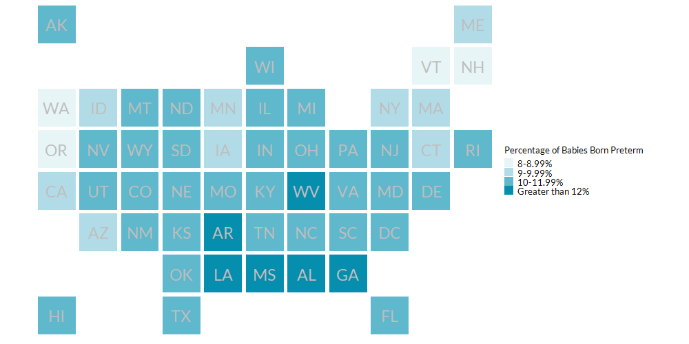 Preterm Births by State, 2019